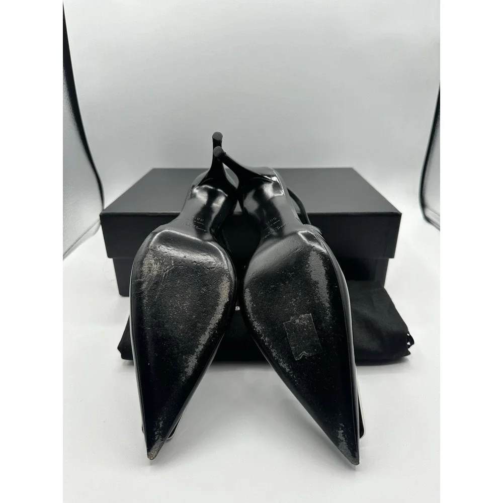 Saint Laurent Avenue Pointed Toe Slingback Pump Shoes Size 38.5 Negro - Picture 7 of 10